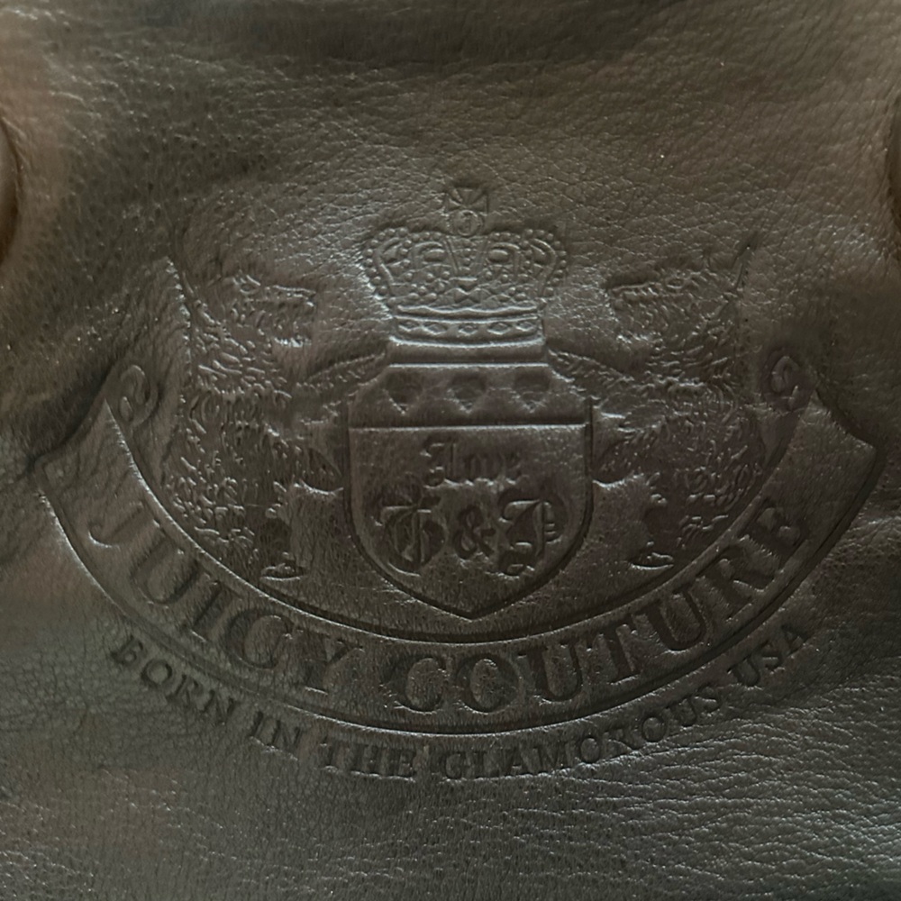 Juicy Couture Black & Grey Leather Tote Bag / Purse with Gold Chain Hardware - Picture 3 of 7